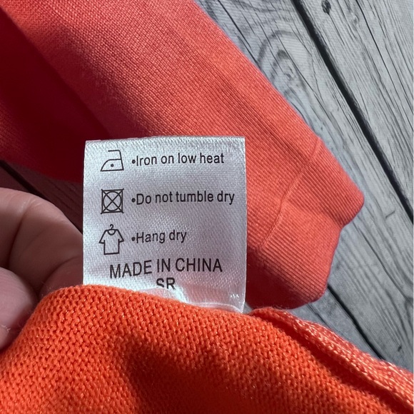 Bettysays Orange Open Front Cropped Shrug Light Cardigan Sweater 3/4 sleeve XL - Picture 2 of 7